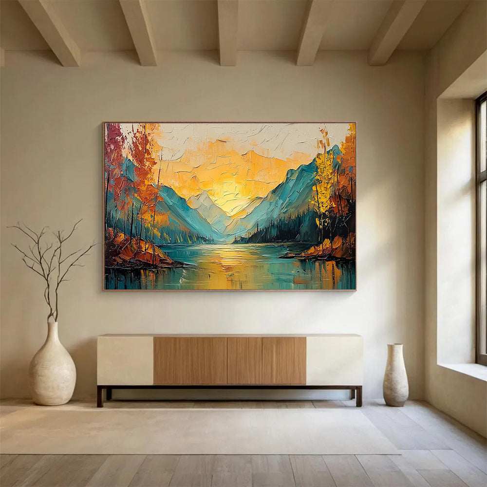 mountain sunset scenic golden design 4